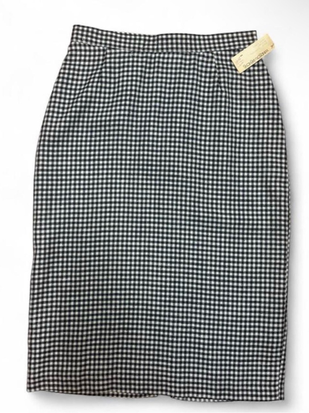 Esprit vintage with Tag black & white gingham plaid linen cotton skirt academia